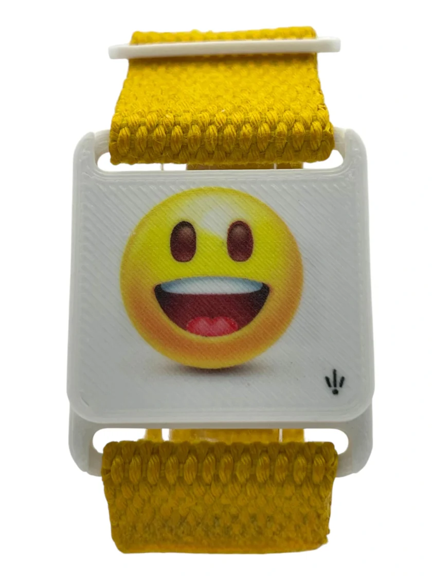 Bracelet ajustable SanClic - SanMoji Heureux Malhereux, made in France, réglable, en sangle certifiée Oeko-Tex avec fermeture en PETG et aimant intégré, pour un cadeau original et rigolo.