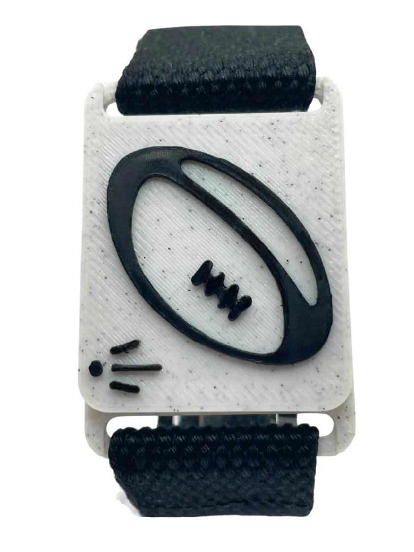 Bracelet ajustable élégant SanClic - thème sports RUGBY made in France, en sangle certifiée Oeko-Tex avec fermeture en PETG et aimant intégré, pour un cadeau original.