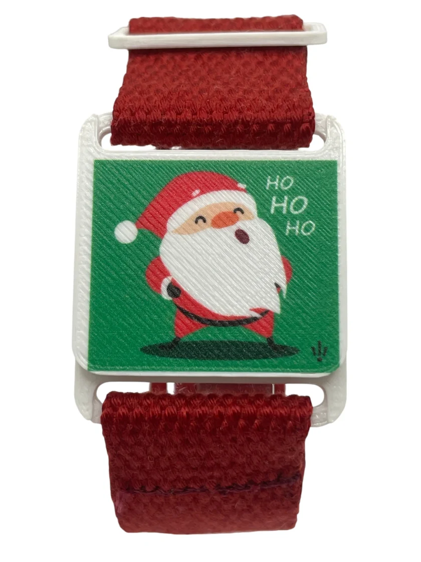 Bracelet ajustable SanClic - SanMoji Père Noel - Lutin, made in France, réglable, en sangle certifiée Oeko-Tex avec fermeture en PETG et aimant intégré, pour un cadeau original et rigolo.