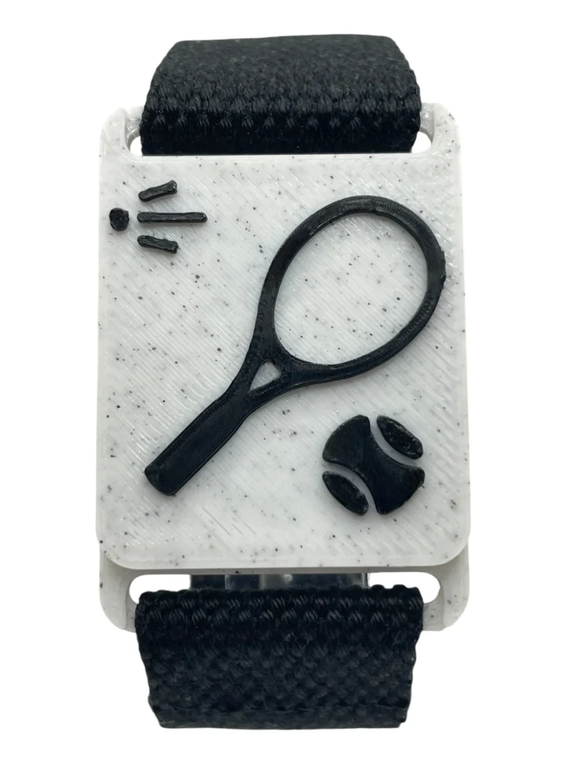 Bracelet ajustable élégant SanClic - thème sports TENNIS made in France, en sangle certifiée Oeko-Tex avec fermeture en PETG et aimant intégré, pour un cadeau original.