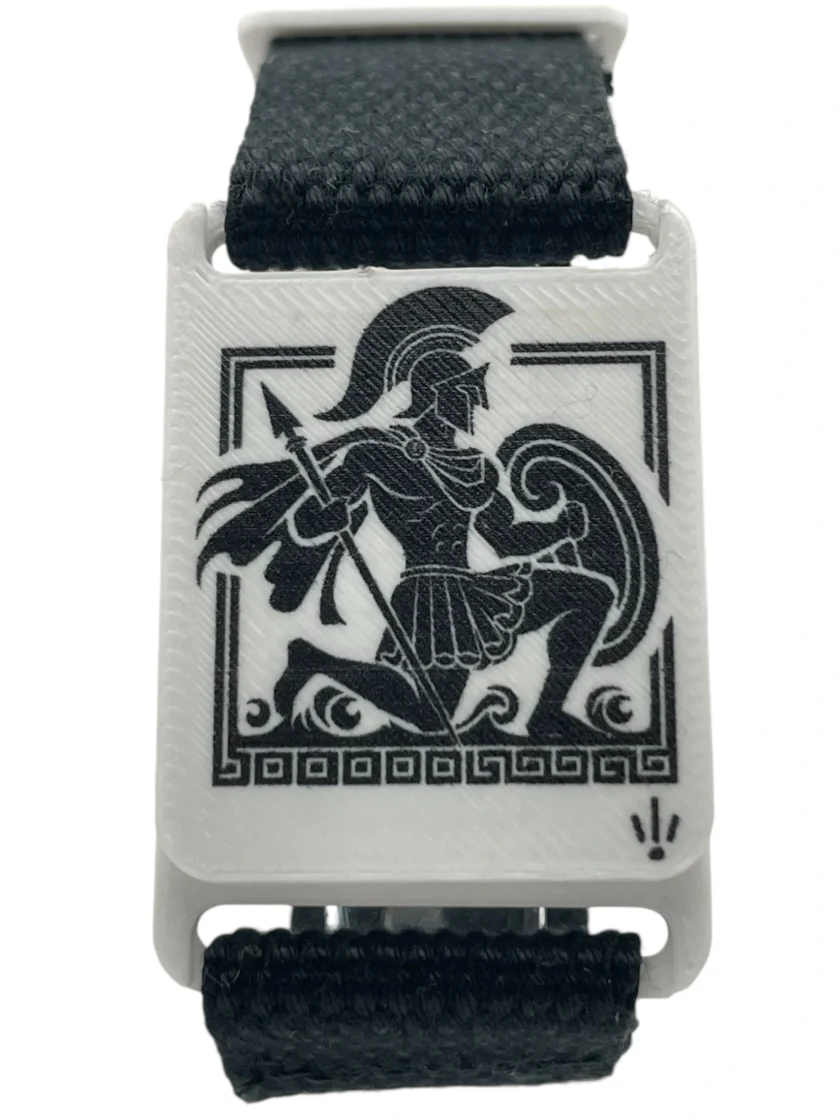 Bracelet réglable exclusif SanClic - thème GREC made in France, en sangle certifiée Oeko-Tex avec fermeture en PETG et aimant intégré, pour un cadeau original.